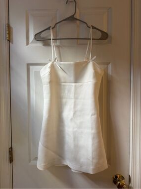Altar'd State White Mini Graduation Dress with Bow Detail